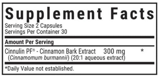 Bluebonnet Nutrition Cinnulin PF Cinnamon Supplement Facts