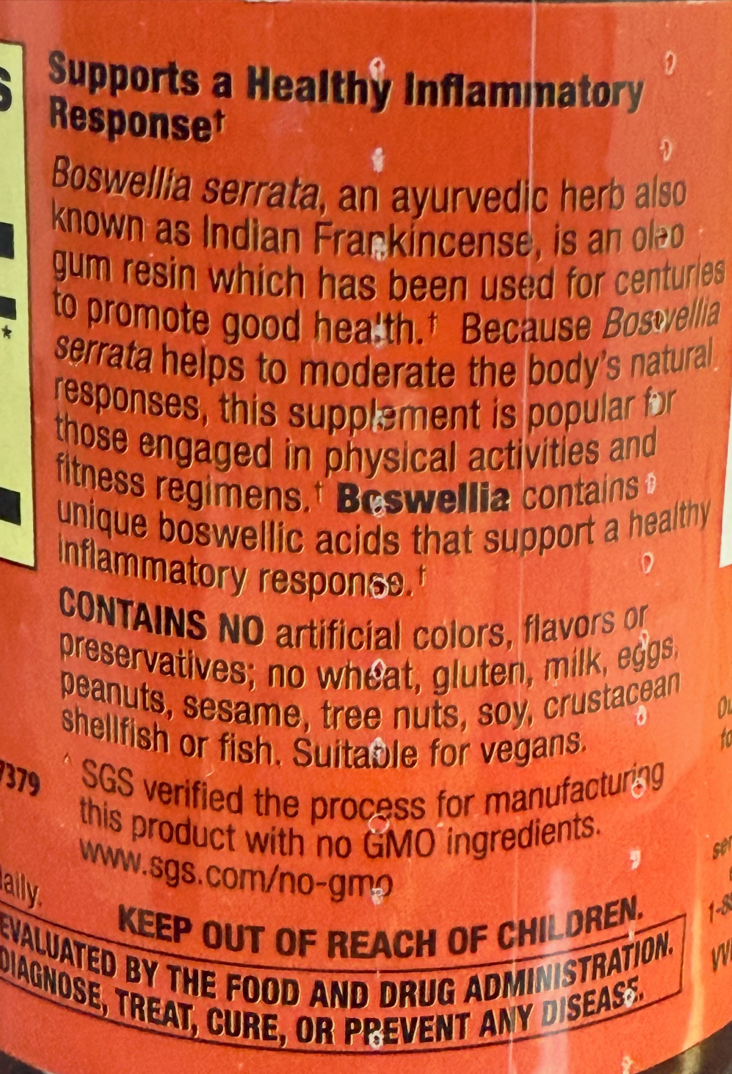 Betsy_s Basics Standardized Boswellia 450 mg Left Panel