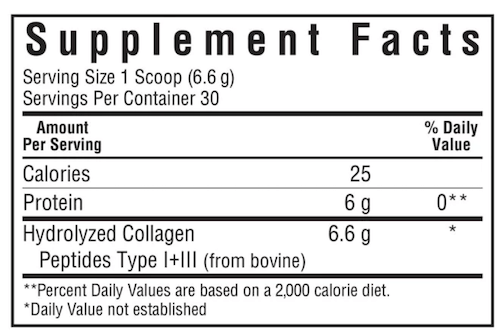 Bluebonnet Nutrition BEAUTIFUL ALLY® COLLAGEN TYPE I + III POWDER Supplement Facts