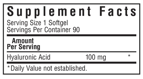 Bluebonnet Nutrition Hyaluronic Acid 100 mg Supplement Facts