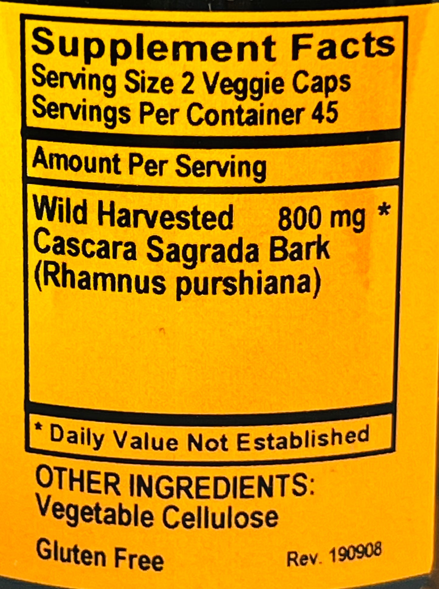 Betsy_s Basics Cascara Sagrada Supplement Facts