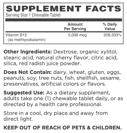 Betsy_s Basics CoEnzymated Methyl B-12 5000 mcg chewables