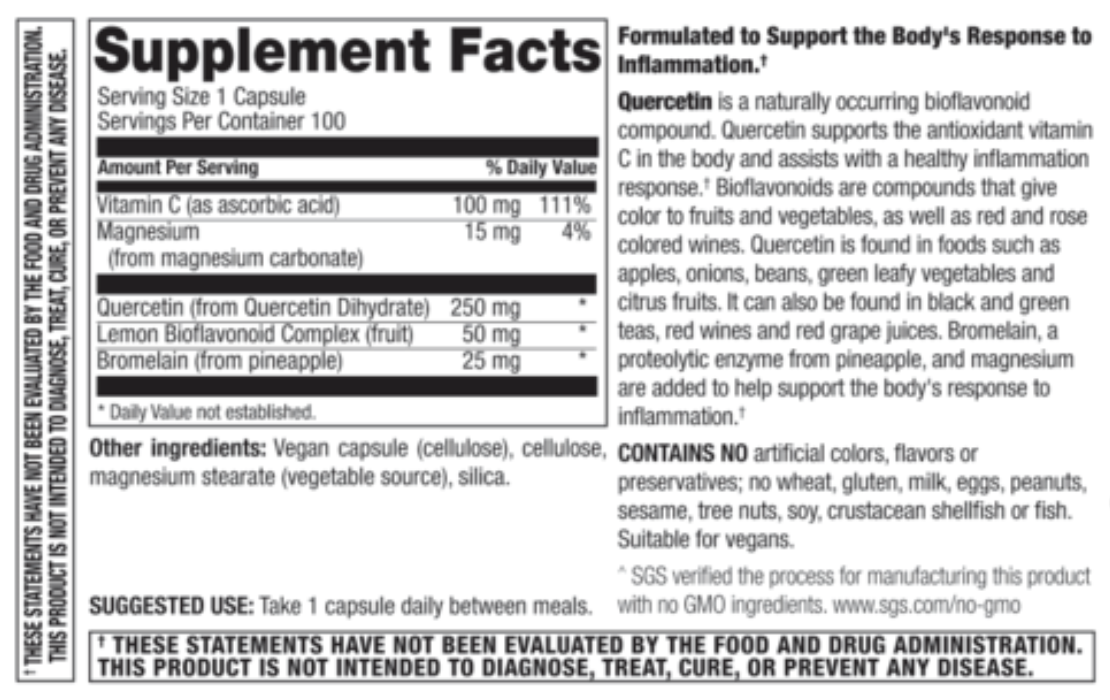 Betsy_s Basics Quercetin Complex Supplement Facts