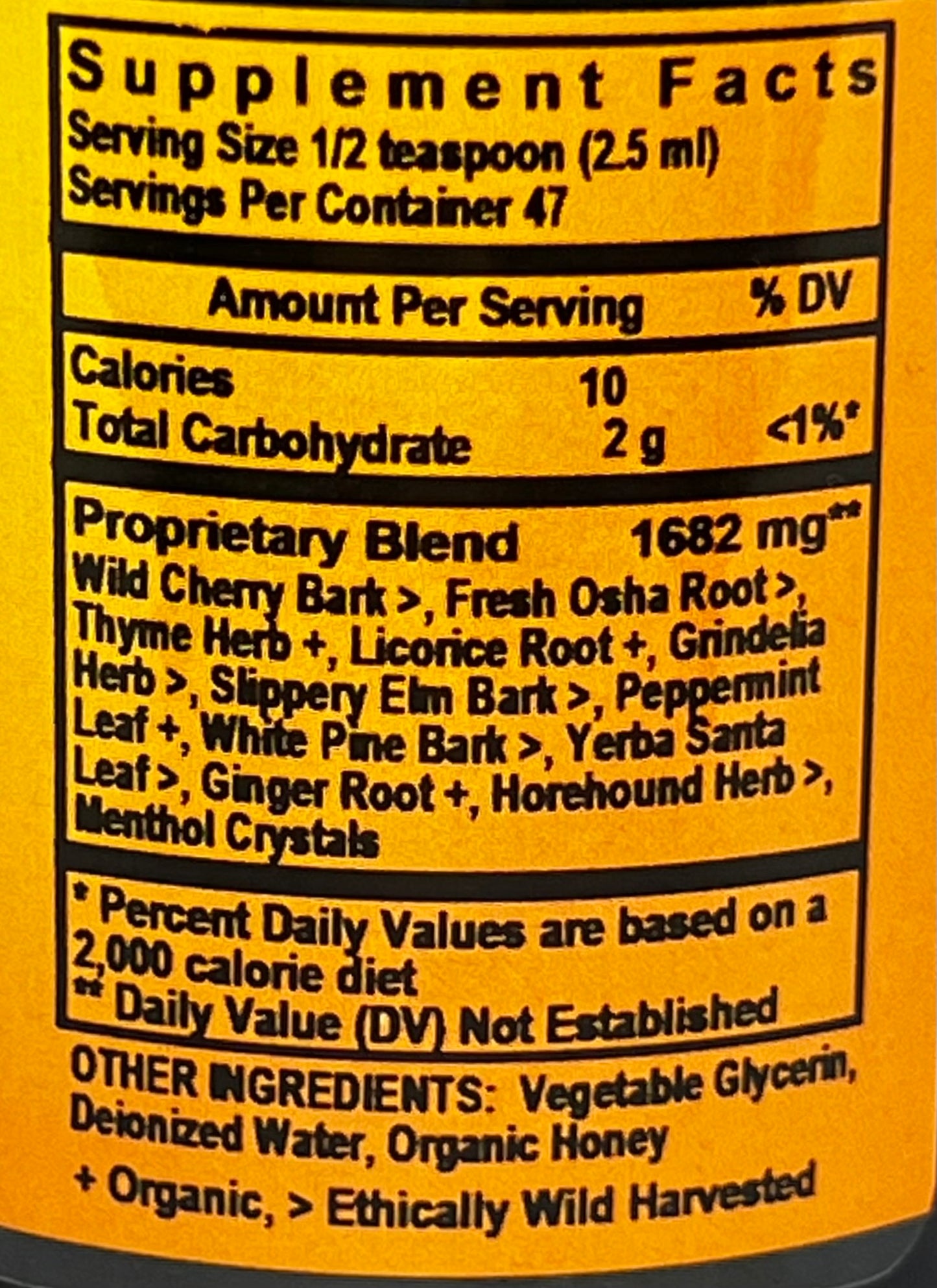 Betsy_s Basics Bronchial Syrup Supplement Facts