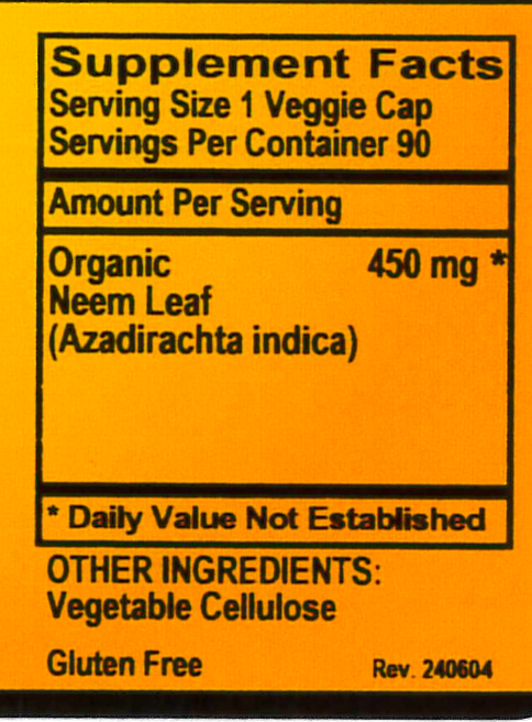 Betsy_s Basics Neem Supplement Facts