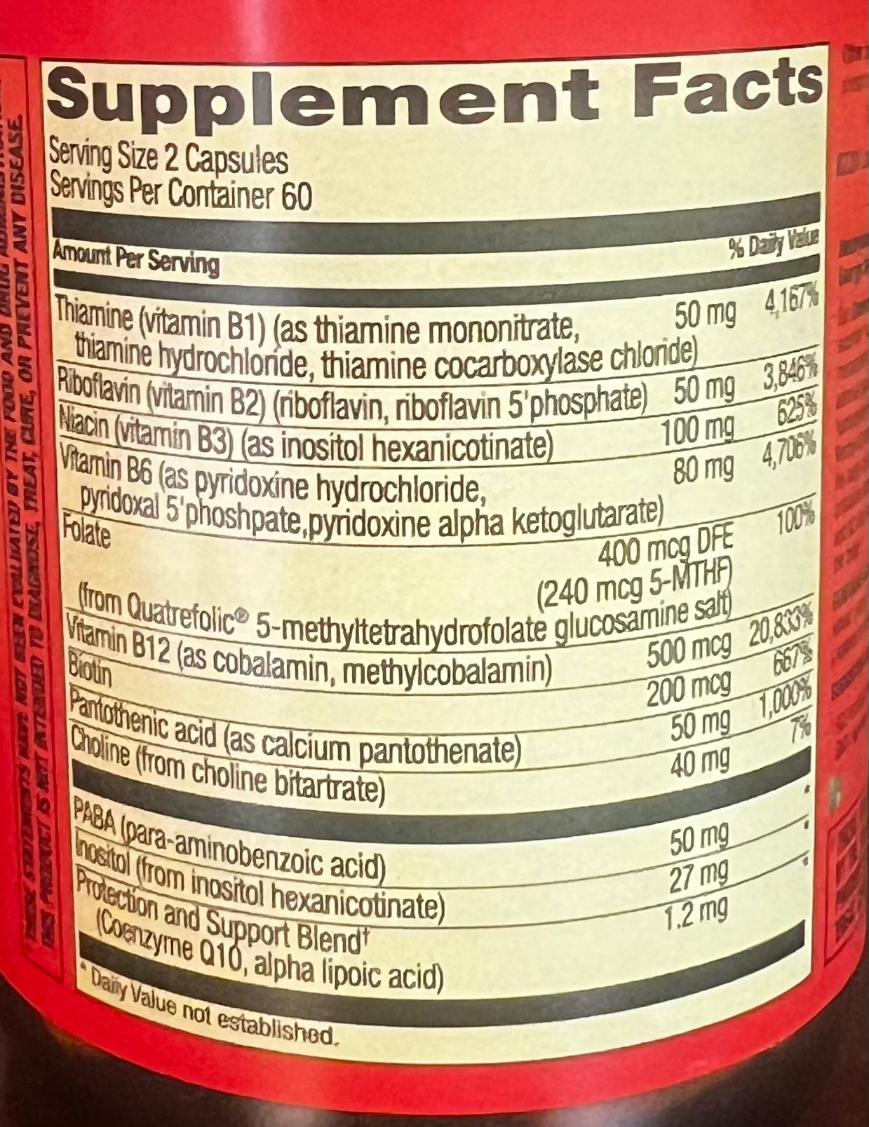 Betsy_s Basics Coenzyme Methyl B-Complex Supplement Facts