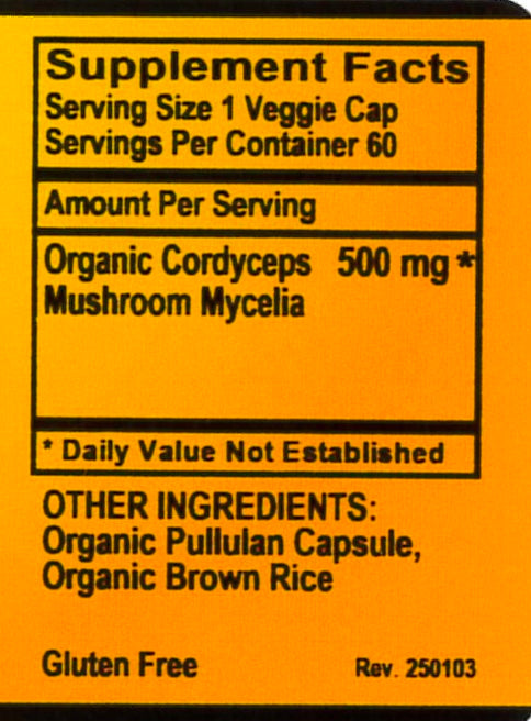 Betsy_s Basics Organic Cordyceps Supplement Facts