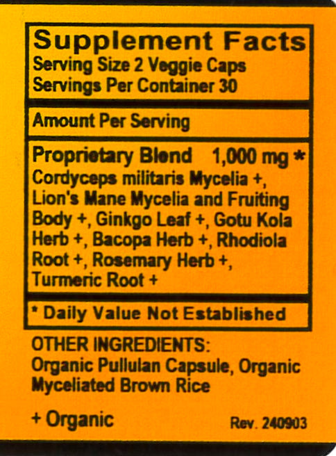 Betsy_s Basics Brain Mushroom Support Supplement Facts