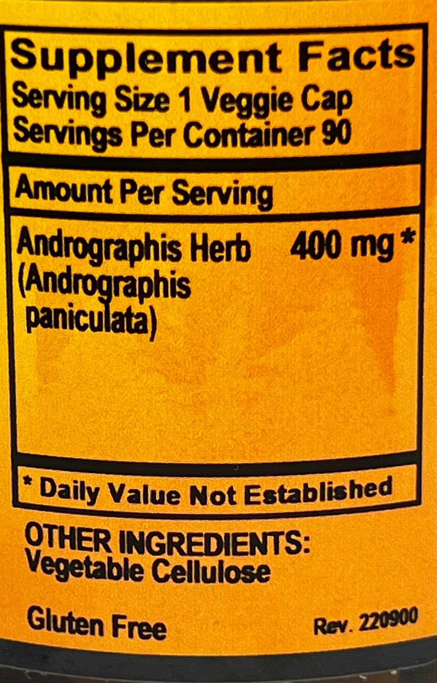 Betsy_s Basics Andrographis Supplement Facts