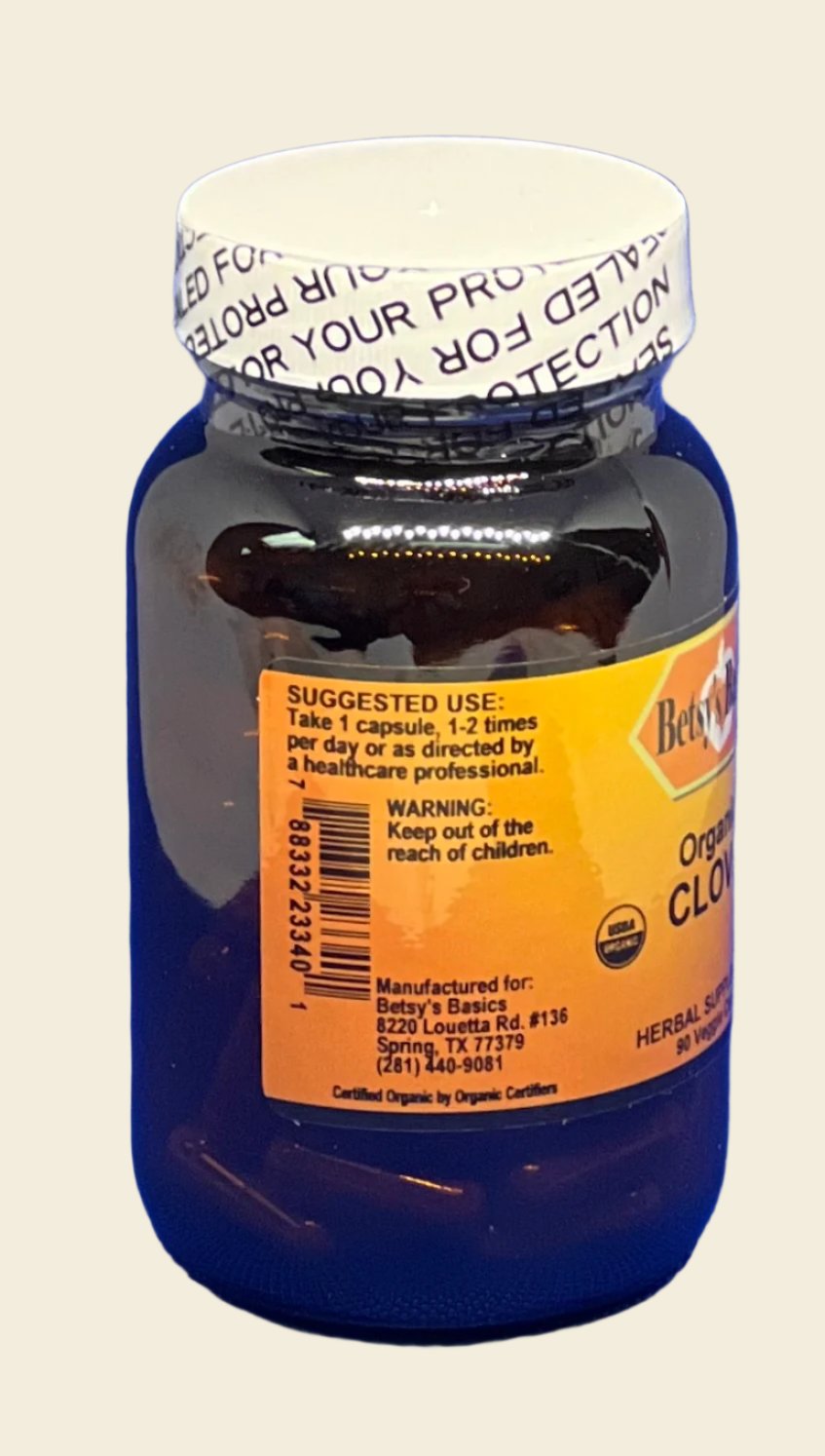 Betsy_s Basics Organic Clove Vcaps Left Panel