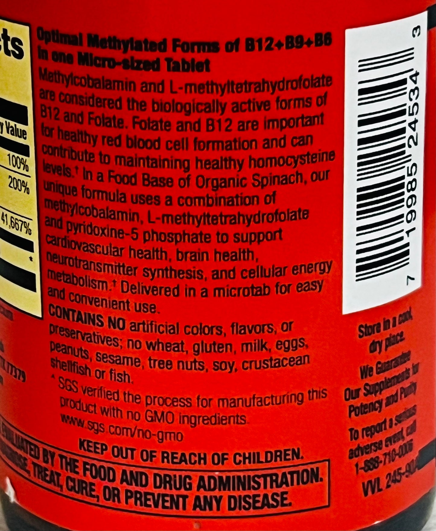 Betsy_s Basics Methyl B-12 and Folate Plus P-5-P Microtabs Left Panel