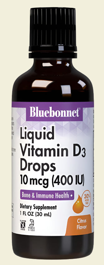 Bluebonnet Nutrition Liquid Vitamin D3 Drops 10 mcg-400 iu