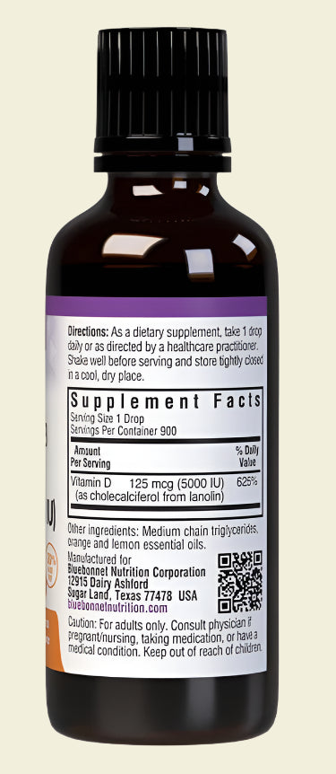 Bluebonnet Nutrition Liquid Vitamin D3 Drops 125 mcg-5000 IU Other Ingredients