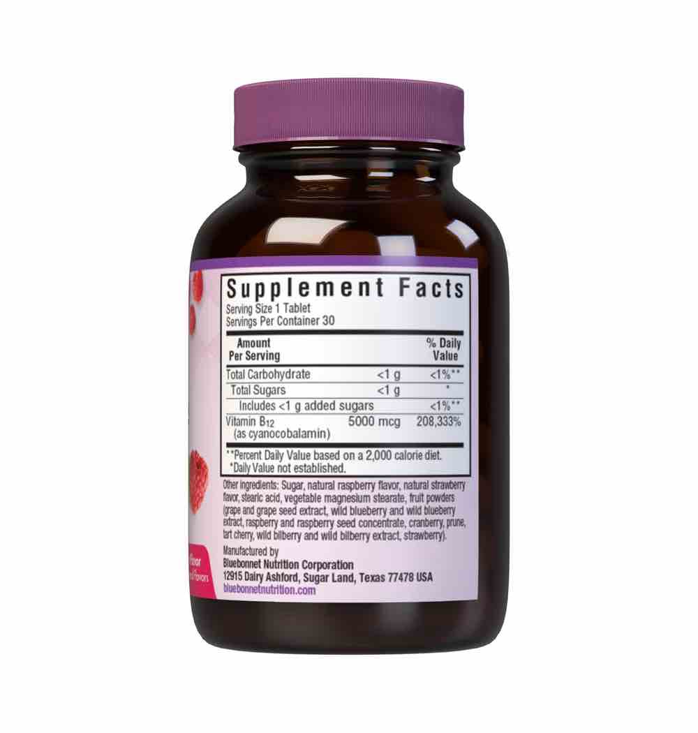 Bluebonnet Nutrition Vitamin B12 5000 mcg chew Supplement Facts