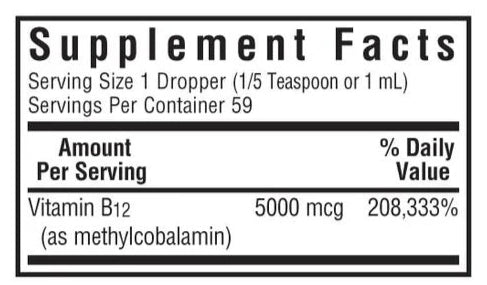 Bluebonnet Nutrition Liquid Methylcobalamin Vitamin B12 5000 mcg Supplement Facts