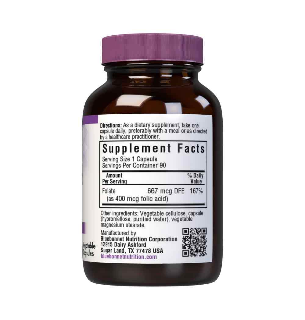 Bluebonnet Nutrition Folic Acid 400 mcg Supplement Facts