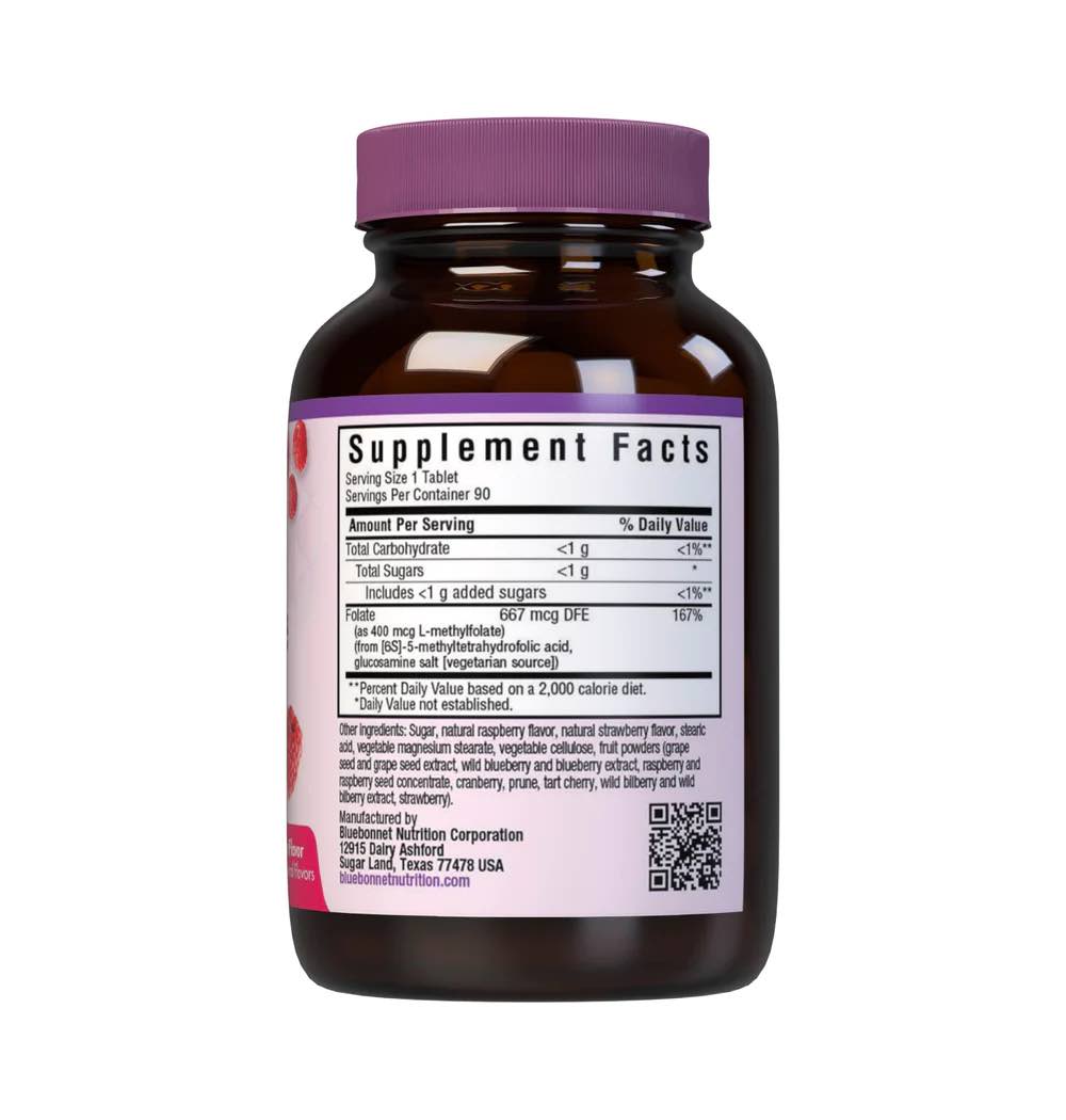 Bluebonnet Nutrition Methylfolate 400 mcg chews Supplement Facts