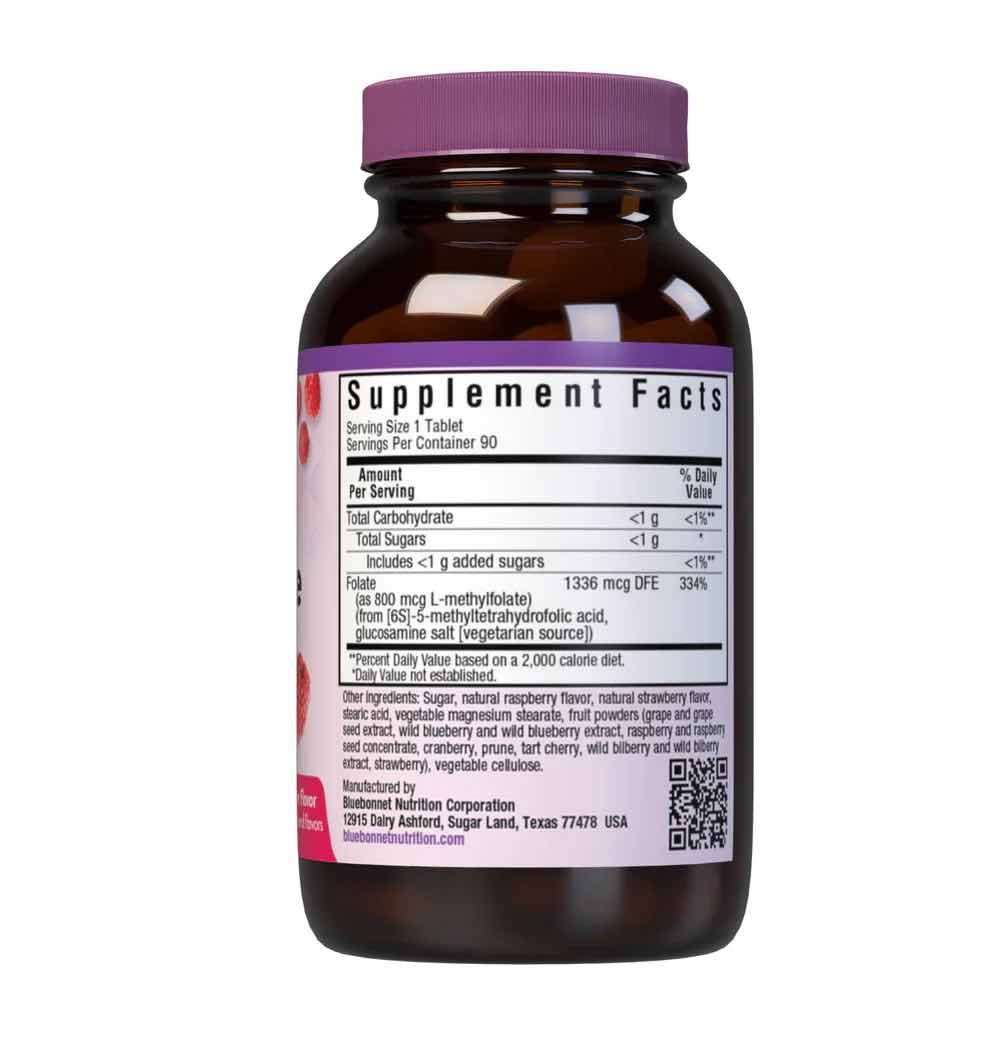 Bluebonnet Nutrition Methylfolate 800 mcg chews Supplement Facts