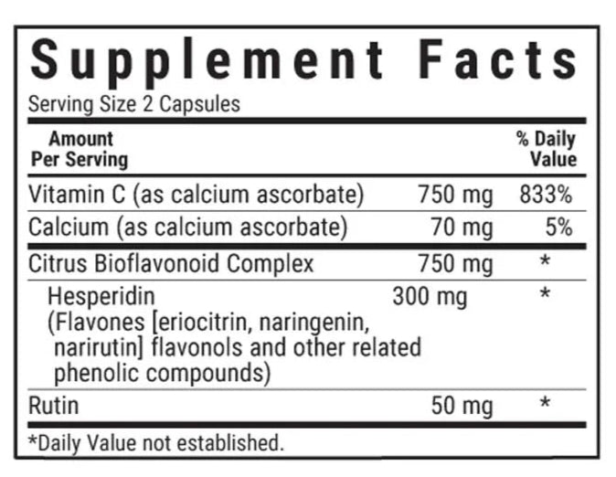 Bluebonnet Nutrition Mega Bio-C Formula Supplement Facts
