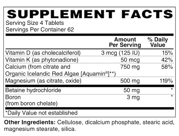 Betsy_s Basics Calcium and Magnesium Citrates Supplement Facts