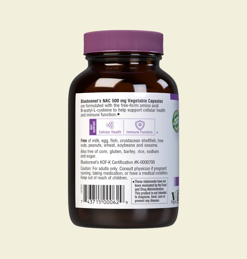Bluebonnet Nutrition NAC 500 mg Left Panel