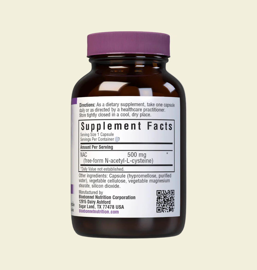 Bluebonnet Nutrition NAC 500 mg Supplement Facts