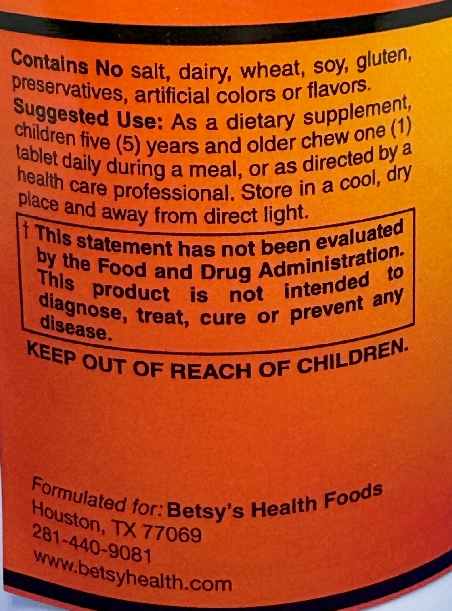 Betsy_s Basics Children_s Acidophilus Left Panel