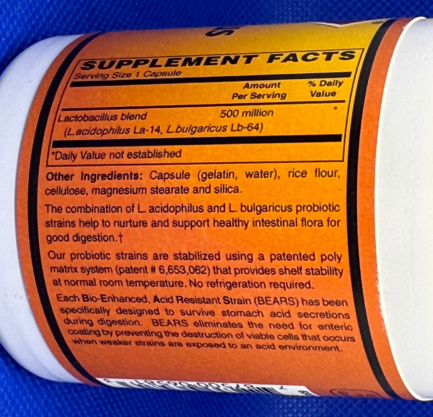 Betsy_s Basics Acidophilus Supplement Facts