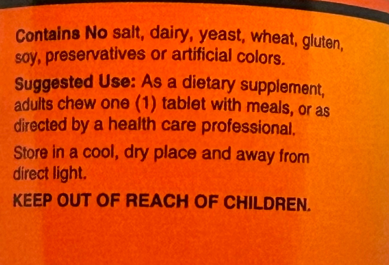 Betsy_s Basics Papaya Enzyme Chewable Left Panel