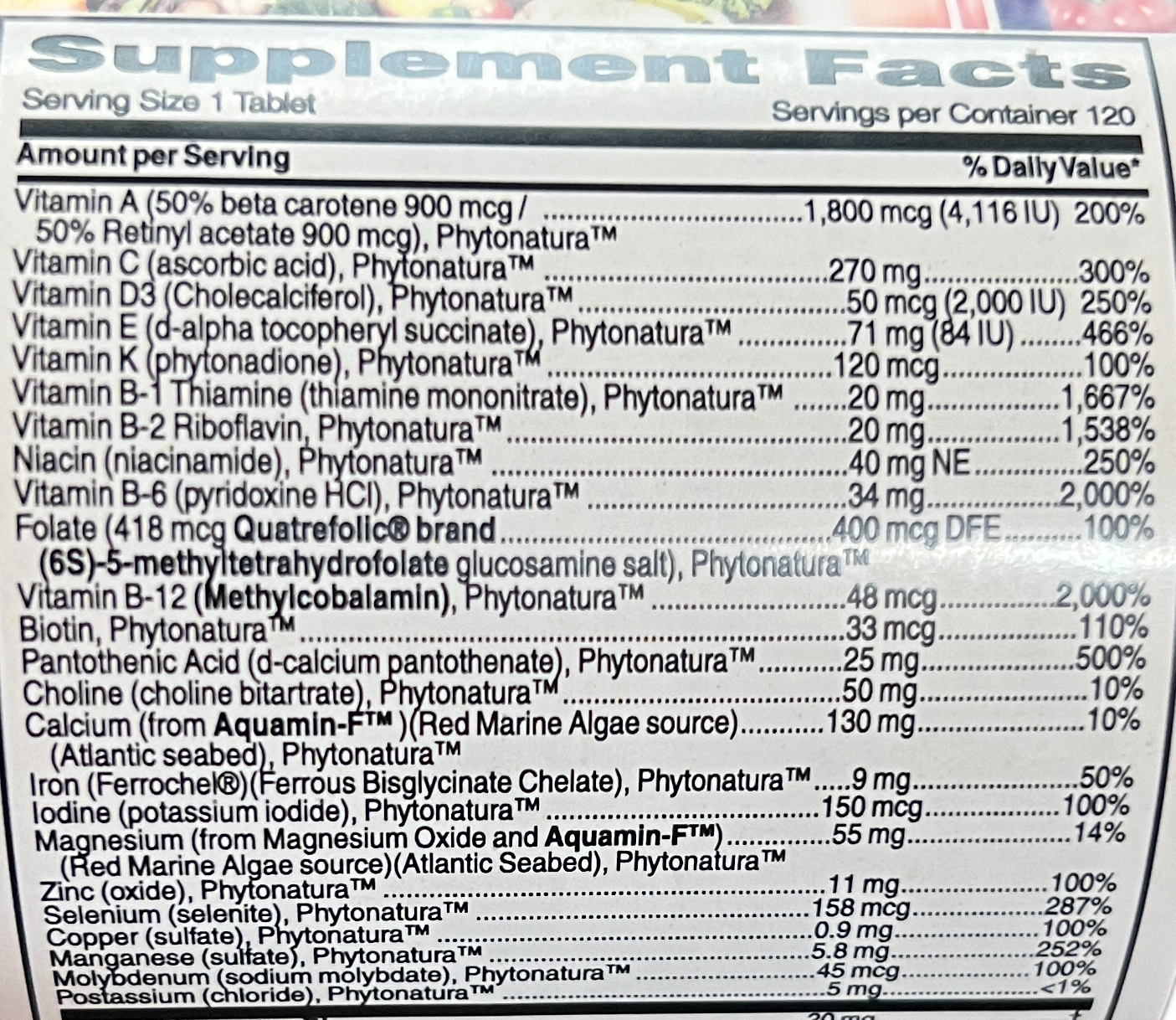 Ramona_s Essentials Vit-all Wellness Multi Vitamins with Minerals Supplement Facts 1 of 2