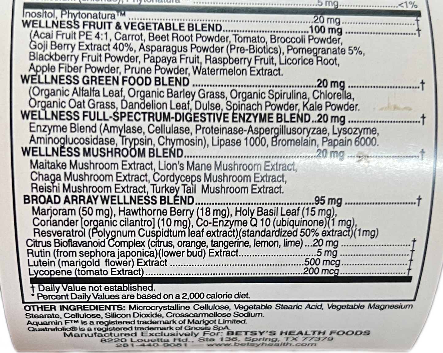 Ramona_s Essentials Vit-all Wellness Multi Vitamins with Minerals Supplement Facts 2 of 2