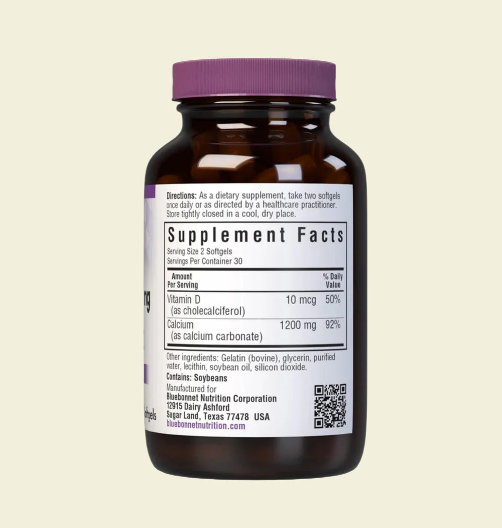 Bluebonnet Nutrition Milk-Free Calcium 1200 mg and Vitamin D3 Supplement Facts