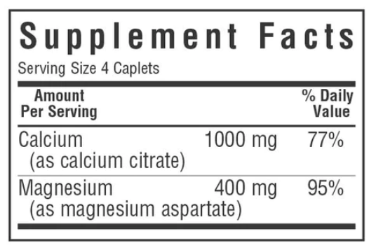Bluebonnet Nutrition Calcium Citrate and Magnesium Supplement Facts