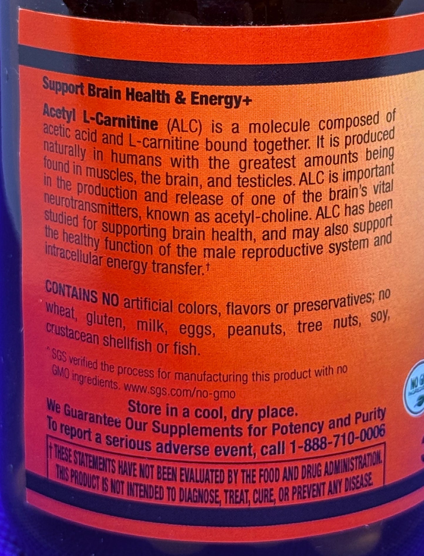Betsy_s Basics Acetyl L-Carnitine 500 mg Left Panel