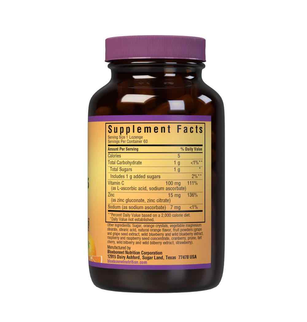 Bluebonnet Nutrition Zinc Lozenges 15 mg Supplement Facts