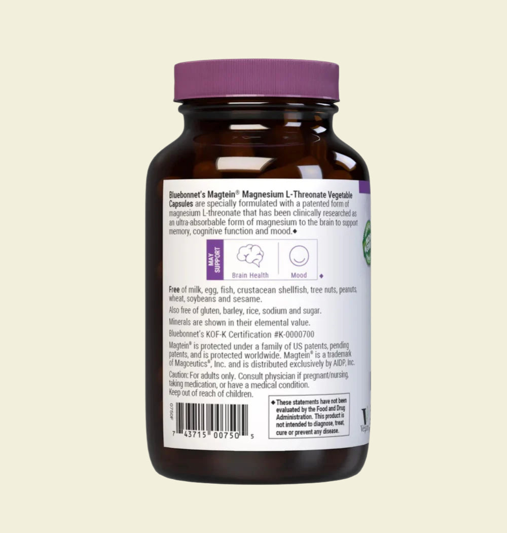 Bluebonnet Nutrition Magtein Magnesium L-Threonate Left Panel