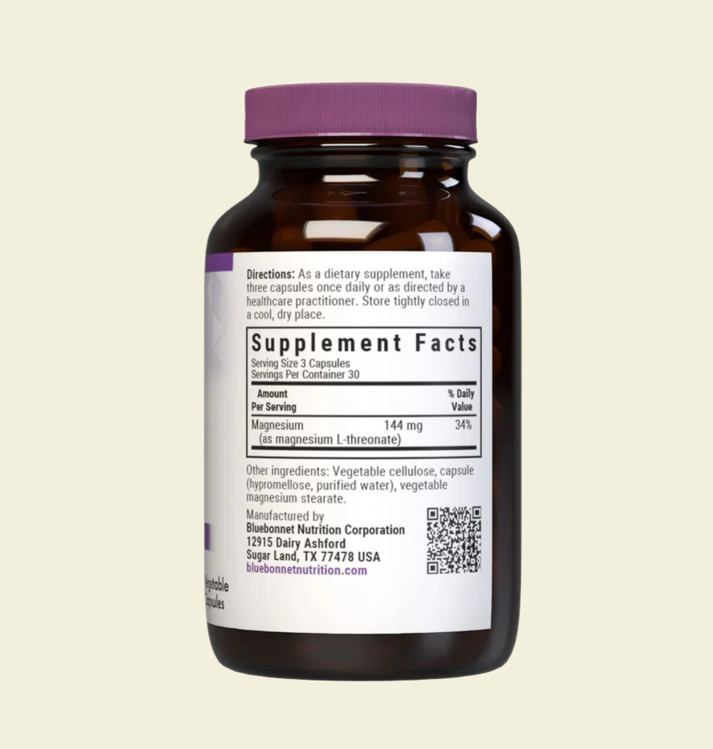 Bluebonnet Nutrition Magtein Magnesium L-Threonate Supplement Facts