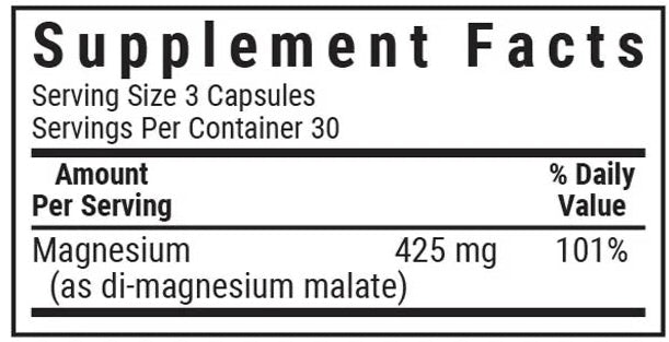 Bluebonnet Nutrition Magnesium Malate Supplement Facts