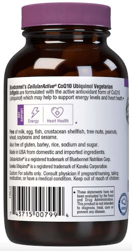 Bluebonnet Nutrition Ubiquinol 200 mg Left Panel