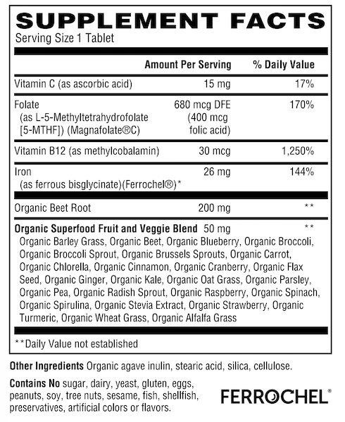 Betsy_s Basics Blood Support Plus Superfoods Supplement Facts