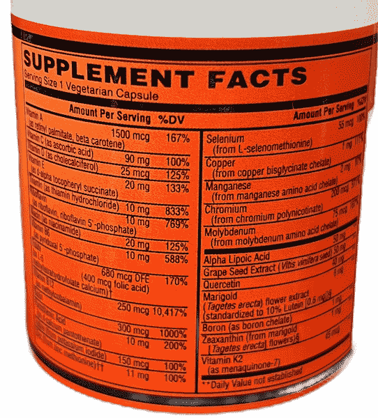 Betsy_s Basics Coenzymated Once Daily Multi Supplement Facts