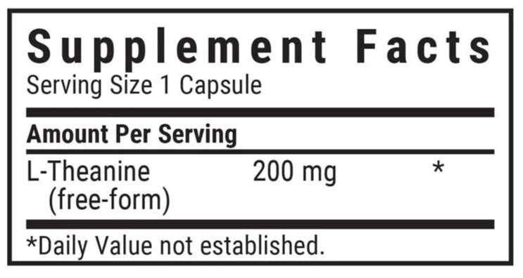 Bluebonnet Nutrition L-Theanine 200 mg Supplement Facts