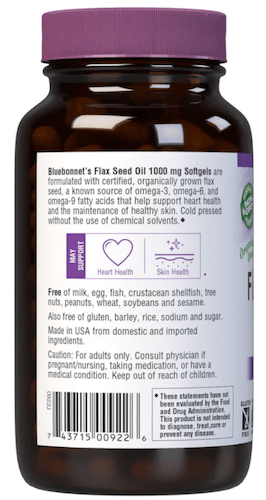 Bluebonnet Nutrition Flax Seed Oil 1000 mg Left Panel
