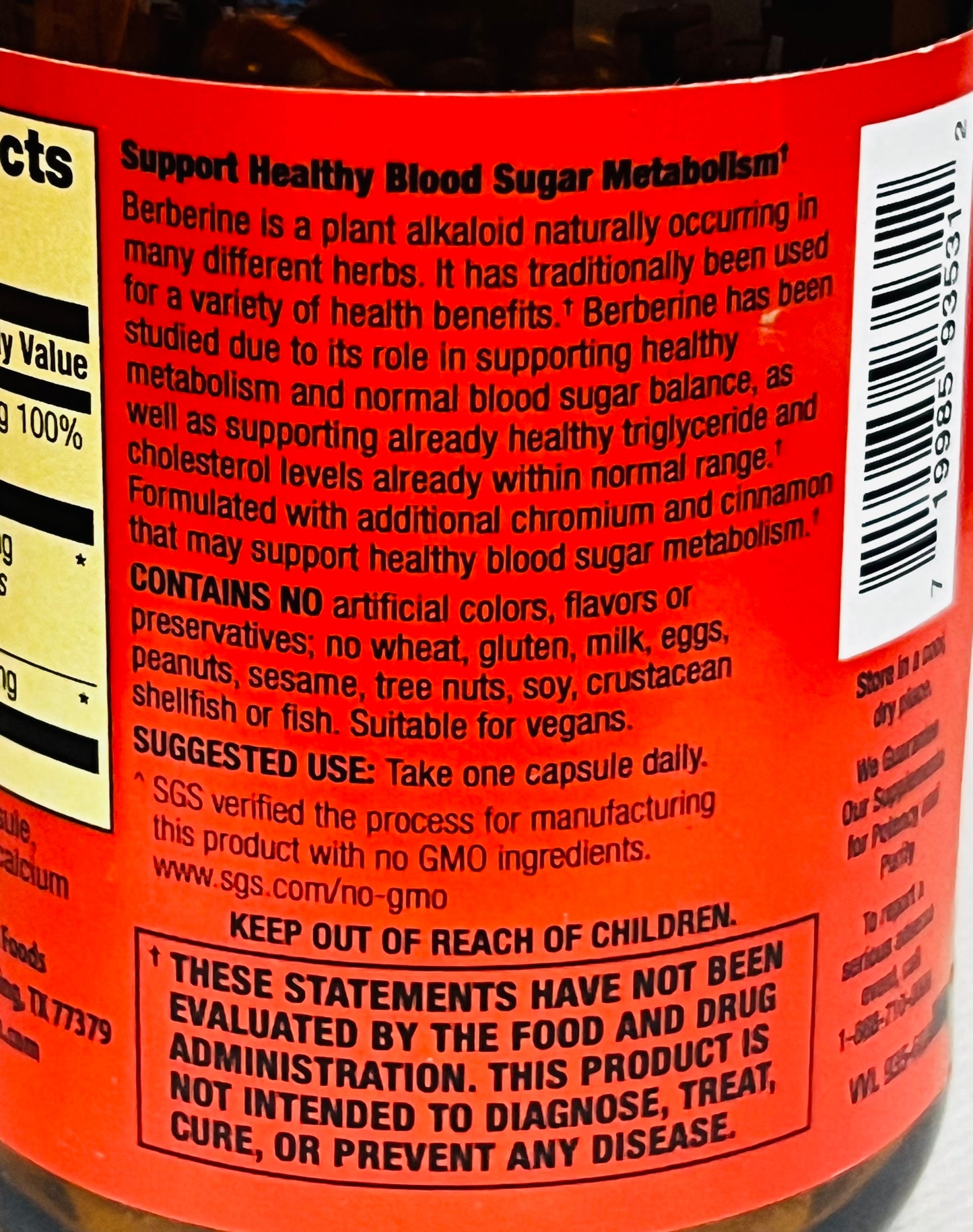 Betsy_s Basics High Potency Berberine with Chromium Left Panel