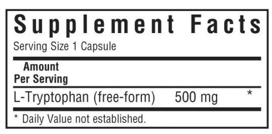 Bluebonnet Nutrition L-Tryptophan 500 mg Supplement Facts