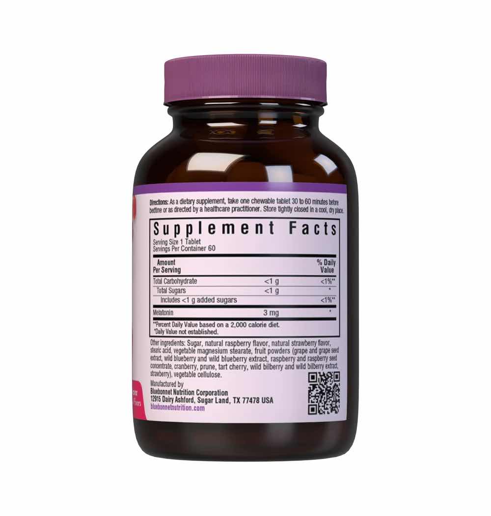 Bluebonnet Nutrition Melatonin 3 mg chews Supplement Facts
