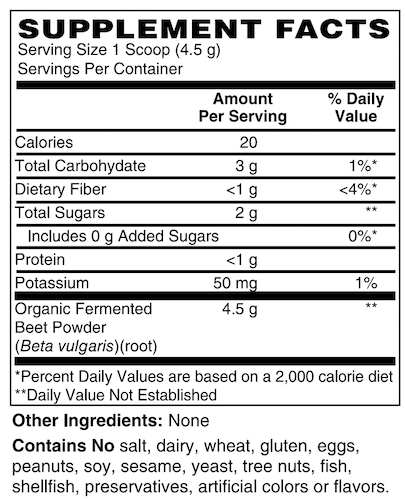 Betsy_s Basics Organic Fermented Beet Root Extract Powder Supplement Facts