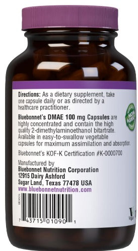 Bluebonnet Nutrition DMAE 100 mg Left Panel