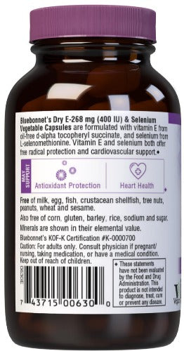 Bluebonnet Nutrition Dry-E and Selenium Left Panel