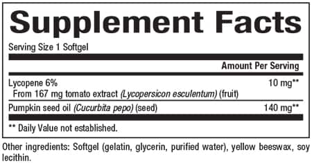 Natural Factors Lycopene 10 mg Supplement Facts